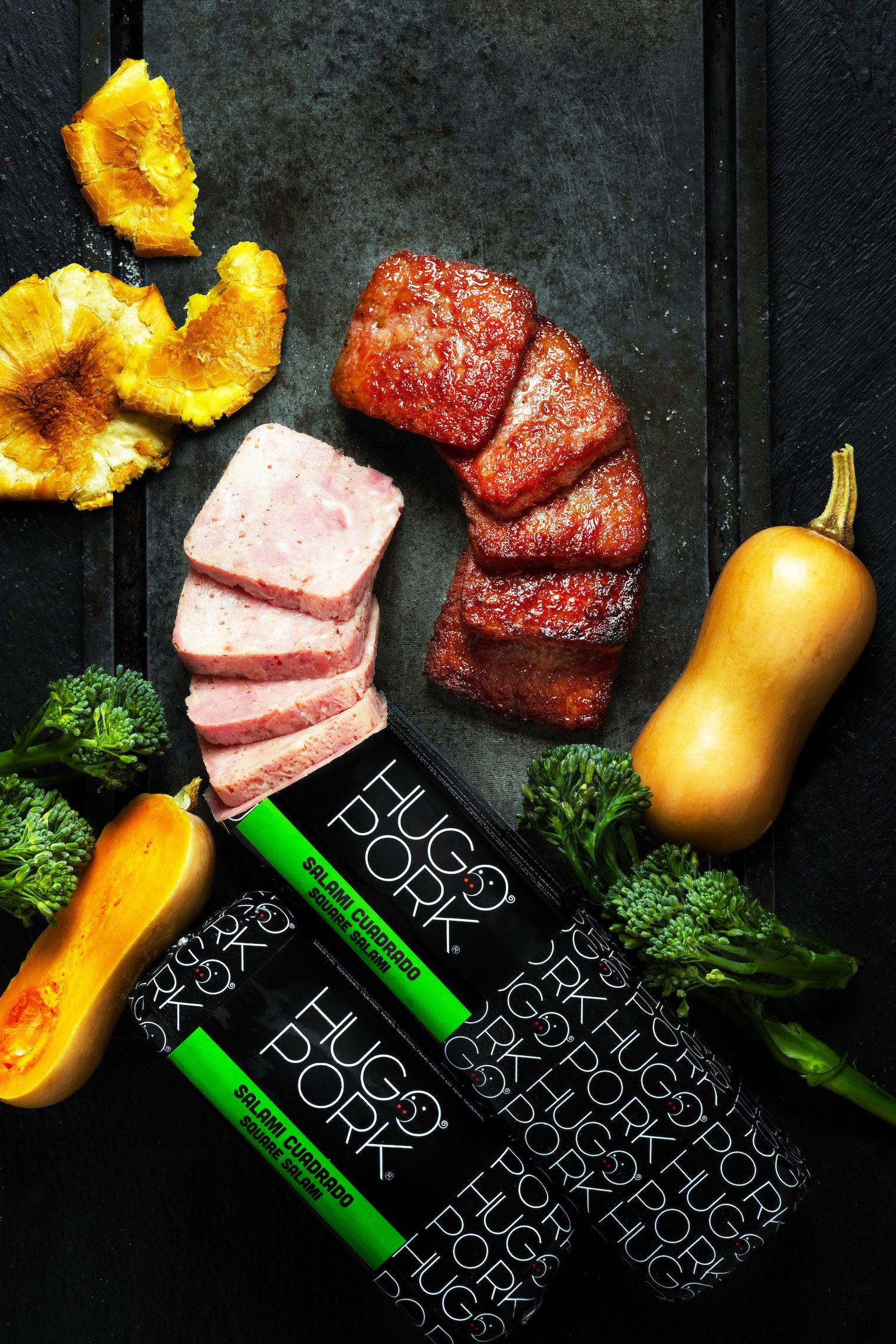 Hugo Pork presenta su nuevo producto: salami cuadrado