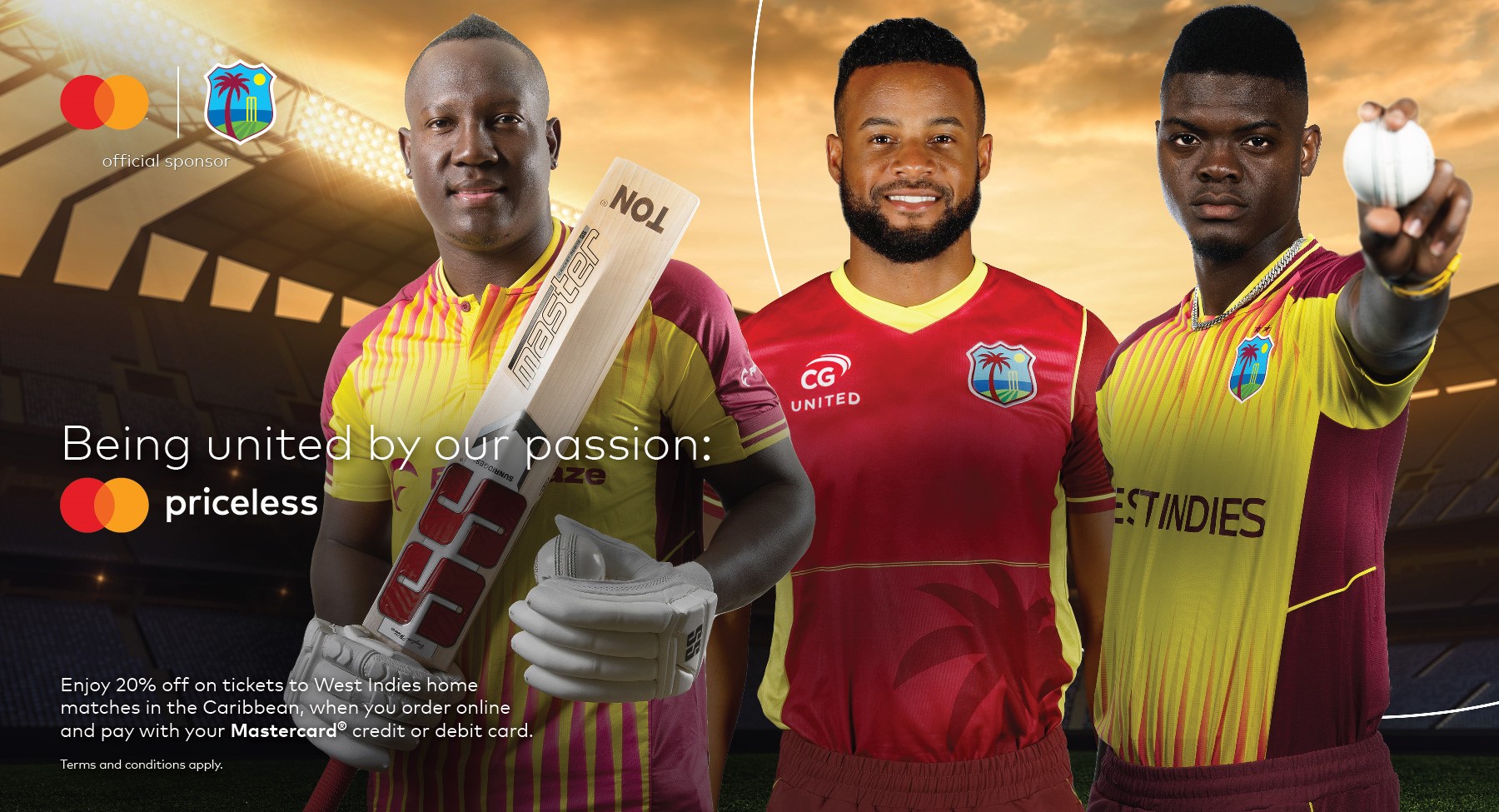 Mastercard es el patrocinador oficial de los equipos de Cricket West Indies y West Indies